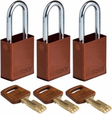 SafeKey Lockout Padlock, 1.5 Inch Steel Shackle, Keyed Alike, Pack of 3