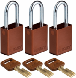 SafeKey Lockout Padlock, 1.5 Inch Steel Shackle, Keyed Alike, Pack of 3