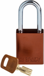SafeKey Lockout Padlock Aluminum Brown 1.5 Inch x 1.8 Inch, Keyed Different