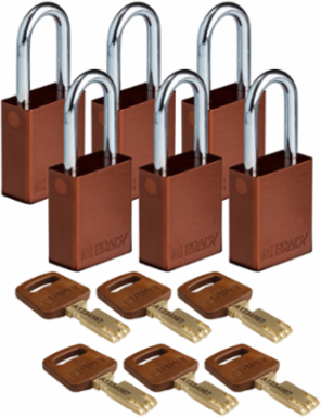 SafeKey Lockout Padlock - 1.5 Inch Keyed Different, Corrosion-Resistant Aluminum, 6 Pack