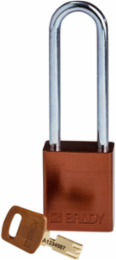 SafeKey Lockout Padlock 3 Inch Aluminum Brown with Steel Shackle Keyed Different