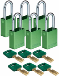 SafeKey Lockout Padlock 1.5 Inch Aluminum Steel, Keyed Different, 6 Pack