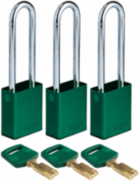 SafeKey 3 Padlock Set - 3.0 Inch Aluminum, Keyed Alike, Corrosion-Resistant