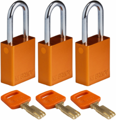 SafeKey Aluminum Lockout Padlock 1.5 Inch Shackle Keyed Alike 3 Pack