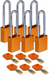 SafeKey Lockout Padlock 3 Inch Shackle Steel Keyed Alike 6 Pack