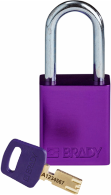 SafeKey Lockout Padlock Purple 1.5 Inch Steel Shackle Keyed Different