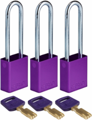 SafeKey Lockout Padlock, 3 Pack, 1.8 x 1.5 x 0.75 Inch, Purple