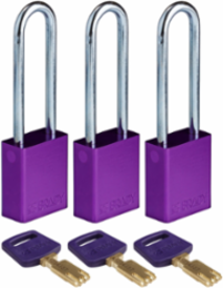 SafeKey Lockout Padlock, 3 Pack, 1.8 x 1.5 x 0.75 Inch, Purple