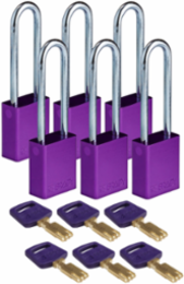 SafeKey Lockout Padlock Purple 1.8 in x 1.5 in x 0.75 in, 6 Keys Included