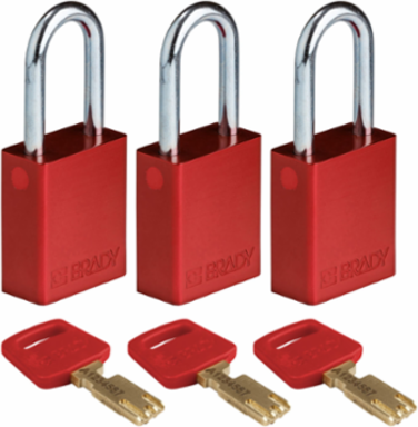 SafeKey Lockout Padlocks, 1.5 Inch Aluminum, Keyed Alike, 3 Pack
