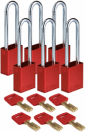 SafeKey Lockout Padlock 3 Inch Aluminum Steel Keyed Different 6 Pack