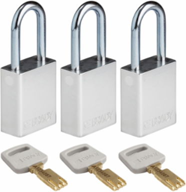 SafeKey Lockout Padlock 1.5 Inch Aluminum, Steel Shackle, Keyed Alike, 3 Pack