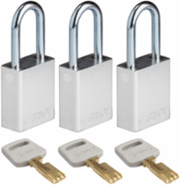 SafeKey Lockout Padlock 1.5 Inch Aluminum, Steel Shackle, Keyed Alike, 3 Pack