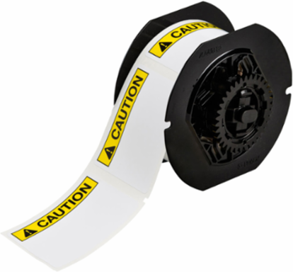 Indoor/Outdoor Vinyl Labels, 2.25 Inch H x 3 Inch W, Roll of 300, Black/Yellow