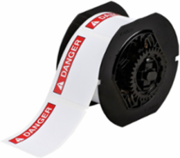 Indoor/Outdoor Vinyl Labels, 2.25 Inch H x 3 Inch W, Roll of 300, Red on White