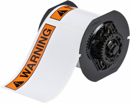 2.25 Inch H x 3 Inch W Vinyl Labels, Roll of 300, Black/Orange on White