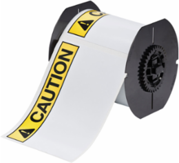 4 Inch x 6 Inch Indoor/Outdoor Vinyl Labels with ANSI CAUTION Header, Roll of 175