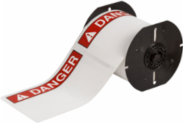 B30 Series Vinyl Labels, 4 Inch H x 6 Inch W, Roll of 175, Red on White
