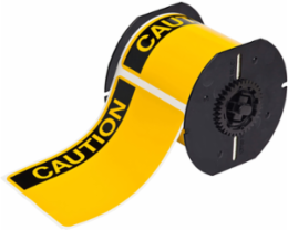Indoor/Outdoor Vinyl Labels, 4 Inch x 6 Inch, Roll of 175, Black on Yellow