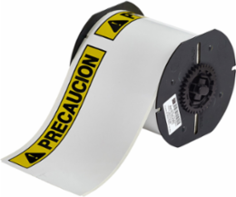 Vinyl Labels 4 Inch H x 6.25 Inch W, Roll of 175, Black/Yellow on White