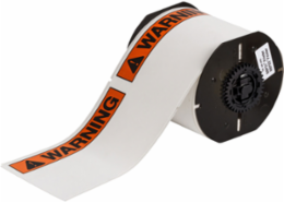 ToughWash Polyester Labels, 4 Inch x 6.25 Inch, Roll of 100, Black/Orange on White