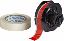 ToughStripe Polyester Labels 1.125 Inch W x 100 Ft L, Red, Adhesive Rubber Based