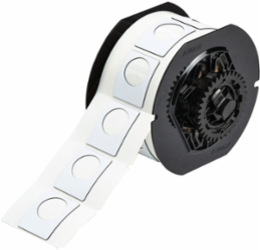 White Polyester Push Button Labels, 1.5 Inch H x 1.2 Inch W, Roll of 200