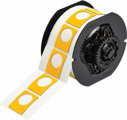 Polyester Push Button Labels 1.5 Inch H x 1.2 Inch W, Roll of 200, Yellow