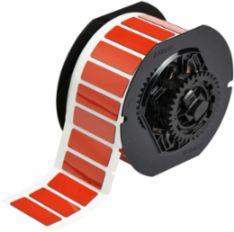 Raised Panel Polyester Labels, 0.59 Inch H x 1.77 Inch W, Roll of 450, Red