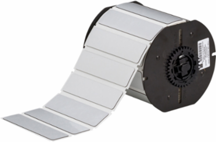 Raised Panel Polyester Labels, 1 Inch H x 4 Inch W, Roll of 300, Silver
