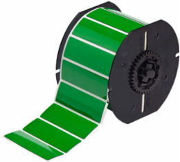 Raised Panel Polyester Labels, 1 Inch H x 3 Inch W, Roll of 300, Green