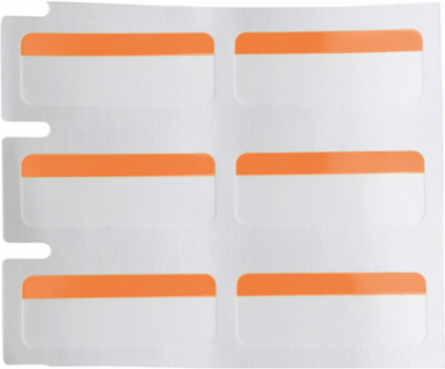 Color Polyester Labels 0.375 Inch H x 1 Inch W, Orange/White, 1500/Roll