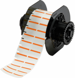 Color Polyester Labels 0.375 Inch H x 1 Inch W, Orange/White, 1500/Roll