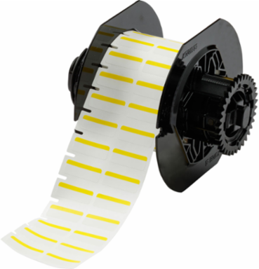 Color Polyester Labels 0.375 Inch H x 1 Inch W White/Yellow, 1500/Roll