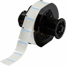 Blue/White Polyester Labels 1 in H x 1 in W, 1500 Labels/Roll