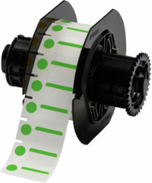 Color Polyester Labels 0.5 Inch H x 1 Inch W, Green/White, 1500 Labels/Roll