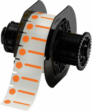 Color Polyester Labels 0.5 Inch H x 1 Inch W Orange/White, 1500/Roll