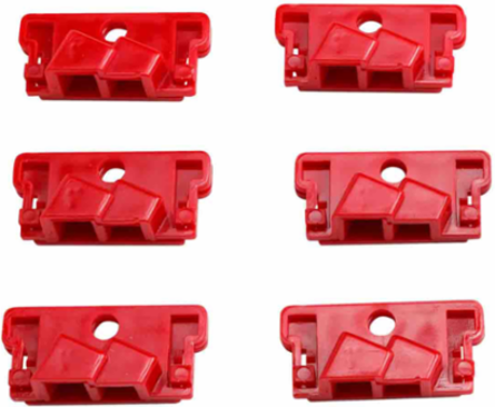 120V Single Pole Breaker Lockout, 6 Pack, Polycarbonate, Red, Clamp-On
