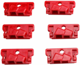 120V Single Pole Breaker Lockout, 6 Pack, Polycarbonate, Red, Clamp-On