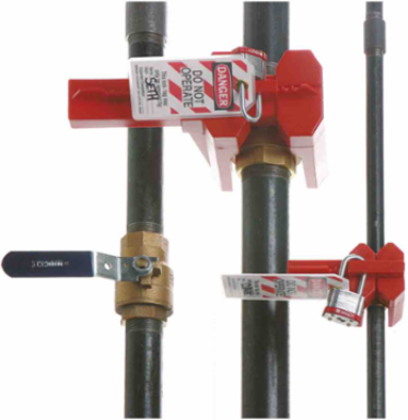 Small Ball Valve Lockout Device, Red Pipe Diameter Range: 1/2 to 2-1/2 in