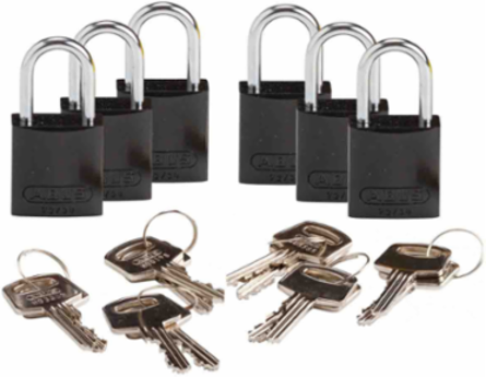 ABUS Compact Aluminum Padlocks - 6-Pin Cylinder, 1 in. Shackle Clearance, Keyed Alike