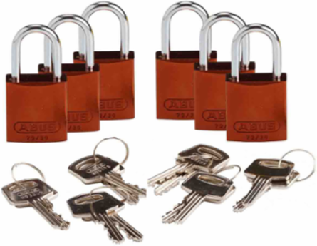 ABUS Compact Aluminum Padlocks - 6-Pin Cylinder, 1 in. Shackle Clearance, Keyed Alike