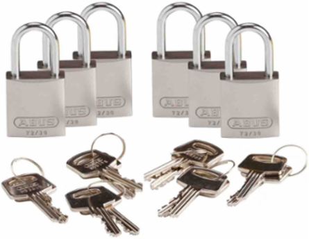 ABUS Compact Aluminum Padlocks - 6-Pin Cylinder, 1 in. Shackle Clearance, Keyed Alike