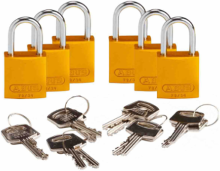 ABUS Compact Aluminum Padlocks - 6-Pin Cylinder, 1 in. Shackle Clearance, Keyed Alike