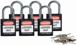 Brady® Nonconductive Compact Nylon Padlocks - 5-Pin Cylinder, 1 in. Shackle Clearance, Keyed Alike