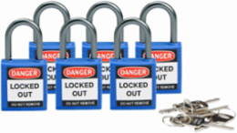 Brady® Nonconductive Compact Nylon Padlocks - 5-Pin Cylinder, 1 in. Shackle Clearance, Keyed Alike