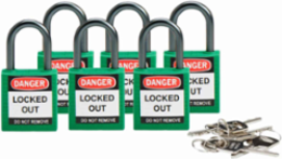 Brady® Nonconductive Compact Nylon Padlocks - 5-Pin Cylinder, 1 in. Shackle Clearance, Keyed Alike