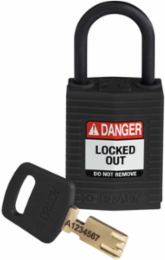 SafeKey Lockout Padlock 1.65 in H x 1.25 in W Nylon Black Keyed Different