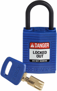 SafeKey Lockout Padlock 1.0 Inch Plastic Blue, Keyed Different, Nylon