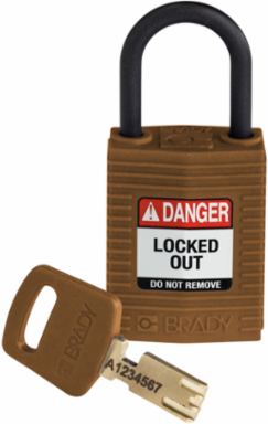 SafeKey Lockout Padlock 1.65" H x 1.25" W Nylon Brown Keyed Different